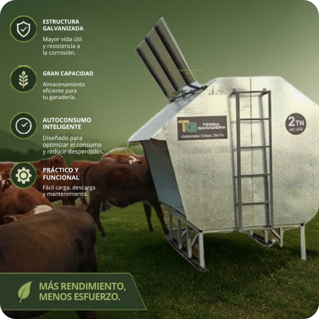 Silo autoconsumo de 2.5 / 4.5 / 5.5 / 6.5 tn, opcional creed feeding en todas las medidas